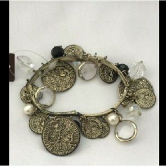 NWT Twenty One Women's Silver Coin Charm Bracelet - Picture 2 of 4